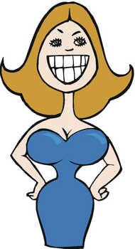 well-endowed woman in evening dress glamor cartoon